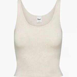 TNA / Aritzia Heather Light Oatmeal Chill Bergman Tank, Scoopneck tank top
